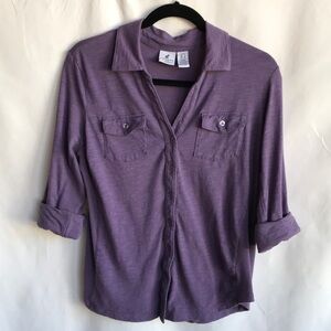 Caribbean Joe lilac soft button-down shirt, size L petite